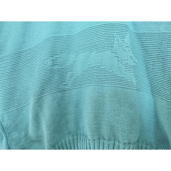 Vintage‎ 70s Sweater Mens M Blue Fox Animal V Neck Preppy Casual Grandpa Office - Picture 3 of 7